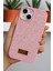 iPhone 14 Plus / 15 Plus Uyumlu – Elmas Tasarımlı, Pembe Taşlı, Işıltılı Pırlanta Silikon Kılıf 4
