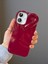 iPhone 16 Uyumlu 3D Kalp Tasarımlı Bordo Parlak Silikon Yumuşak Kılıf 3