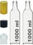 1000 ml Şeffaf Maraska Yağdanlık Kapaklı ve Kapüşonlu 1000 cc Köşeli Cam Şişe 2 Adet 1
