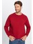 Unisex Relax Fit Rahat Kesim Pamuklu Yumuşak Dokulu İçi Polarlı Basic Bordo Bisiklet Yaka Sweatshirt 2