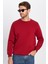 Unisex Relax Fit Rahat Kesim Pamuklu Yumuşak Dokulu İçi Polarlı Basic Bordo Bisiklet Yaka Sweatshirt 4