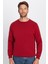 Unisex Relax Fit Rahat Kesim Pamuklu Yumuşak Dokulu İçi Polarlı Basic Bordo Bisiklet Yaka Sweatshirt 5