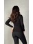 Kadın Uzun Kollu Balıkçı Yaka Önü Tül Detay Kaşkorse Kumaş Bluz 2