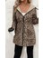 Kadın Uzun Kollu Kapşonlu Çift Taraflı Cepli Bağcıklı Fermuarlı Viskon Iki Iplik Ceket 2