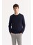 Erkek Lacivert Bisiklet Yaka Yün Karışımlı Triko Regular Fit Kazak B005013 7
