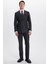 Erkek Slim Fit Sivri Yaka Çizgili Kapaklı Cepli Antrasit Takım Elbise 1