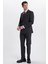 Erkek Slim Fit Sivri Yaka Çizgili Kapaklı Cepli Antrasit Takım Elbise 2
