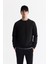 Erkek Siyah Bisiklet Yaka Baskılı Elastan Regular Fit Sweatshirt A42Y1335 6