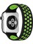 CPT83 Apple Watch 38MM Ayarlı Delikli Silikon Kordon - Siyah-Yeşil 1