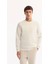 Erkek Ekru Bisiklet Yaka Pamuklu Bi-Stretch Baskılı Regular Fit Sweatshirt A52Y1289 8