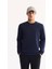 Erkek Lacivert Bisiklet Yaka Pamuklu Bi-Stretch Regular Fit Sweatshirt A52Y1271 10