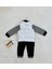 Erkek Çocuk Şerit Kol Detaylı Kapüşonlu Şişme Yelekli 3’lü Kombin Takım – Siyah Beyaz 5