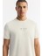 Erkek Kırık Beyaz Bisiklet Yaka Baskılı Bi-Stretch İnterlok Regular Fit T-Shirt A51Y1006 12