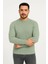 Erkek Bisiklet Yuvarlak Yaka Triko Kazak Pamuklu Kalın Fitilli Dokuma, Regular Fit Uzun Kollu Kışlık Model - Mint Yeşili 4