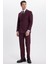 Erkek Slim Fit Sivri Yaka Çizgili Kapaklı Cepli Bordo Takım Elbise 2