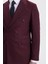 Erkek Slim Fit Sivri Yaka Çizgili Kapaklı Cepli Bordo Takım Elbise 4