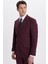 Erkek Slim Fit Sivri Yaka Çizgili Kapaklı Cepli Bordo Takım Elbise 5