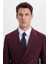 Erkek Slim Fit Sivri Yaka Çizgili Kapaklı Cepli Bordo Takım Elbise 7