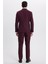Erkek Slim Fit Sivri Yaka Çizgili Kapaklı Cepli Bordo Takım Elbise 10