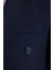 Erkek Slim Fit Sivri Yaka Çizgili Kapaklı Cepli Lacivert Takım Elbise 6