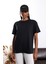 Siyah Bisiklet Yaka Oversize Tişört 4031 4
