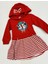 Kız Çocuk Noel Temalı Kapüşonlu Elbise – Çizgili Etekli, Fiyonklu 9532 3
