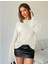 Kadın Yumuşak Dokulu Oversize Ekru Triko Kazak 4