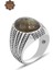 Ceyt Taşı Çizgi Motifli 925 Ayar Gümüş Erkek Yüzük 201024795 1