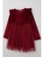 Kız Çocuk Uzun Kollu Kadife Elbise Taş Aksesuar Detaylı Tüllü 4-8 Yaş, Bordo 3