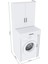 ESL0240 Çamaşır Makinesi Dolabı Banyo Çok Amaçlı Dolap 2 Kapaklı Beyaz 4