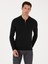 Erkek Siyah Regular Fit Yün Karışımlı Fermuarlı Polo Yaka Basic Triko Kazak 50318901-VR046 8