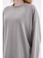 Gri Kadın Tencel Karışımlı Yumuşak Dokulu Bisiklet Yaka Basic Bol Paça Alt-Üst Takım 5