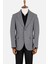 Erkek Iki Düğme Ceket Flanel Yün Desenli Sivri Yaka Çift Yırtmaç Gri 1
