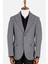 Erkek Iki Düğme Ceket Flanel Yün Desenli Sivri Yaka Çift Yırtmaç Gri 6