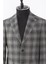 Erkek Iki Düğme Ceket Yün Ekose Desen Mono Yaka Casual Gri 3