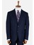 Erkek Klasik Takım Elbise Flanel Yün Mono Yaka Çift Yırtmaç Rahat Kalıp Lacivert 6