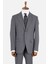 Erkek Klasik Takım Elbise Soft Çizgili Flanel Yün Mono Yaka Rahat Kalıp Gri 1