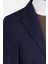 Erkek Iki Düğme Ceket Casual Kapitone Yelekli Yün Çift Yırtmaç Lacivert 7