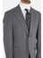 Erkek Klasik Takım Elbise Soft Çizgili Flanel Yün Mono Yaka Rahat Kalıp Gri 4
