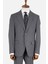 Erkek Klasik Takım Elbise Soft Çizgili Flanel Yün Mono Yaka Rahat Kalıp Gri 6