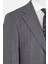 Erkek Klasik Takım Elbise Soft Çizgili Flanel Yün Mono Yaka Rahat Kalıp Gri 7