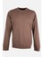 Erkek Bisiklet Yaka Sweatshirt Merserize Dokuma Pamuk Rahat Kalıp Kahverengi 1
