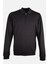 Erkek Sweatshirt Polo Yaka Merserize Dokuma Fermuarlı Siyah 1
