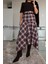 Etek Ucu Dantelli Süet Kemerli Ekoseli Etek 3