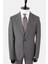 Erkek Klasik Takım Elbise Çizgili Mono Yaka Yün Rahat Kalıp Gri 2