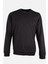 Erkek Bisiklet Yaka Sweatshirt Merserize Dokuma Pamuk Rahat Kalıp Siyah 1