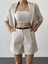 Ceket Şort Çizgili Kemerli Takım 5