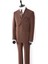 Erkek Kruvaze Takım Elbise Kırlangıç Yaka Yarım Astar Torba Cep Modern Fit Kahverengi 3