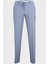 Erkek Jogger Pantolon Gofre Kumaş Bağcıklı Günlük Slim Fit Dokulu Mavi 1