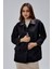 Mia Siyah Ekose Yaka Cepli Oversize Trençkot 1
